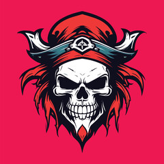 Wall Mural - red pirate skull head vector illustration