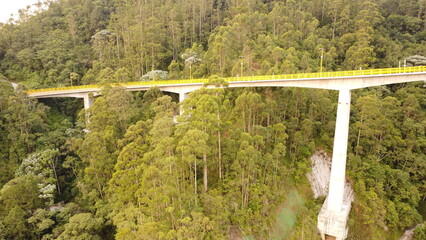 Wall Mural - aerial images of the highway that crosses the central mountain range with its bridges and traffic