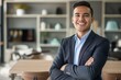 © Generative ART - Confident Hispanic Businessman at Office Environment