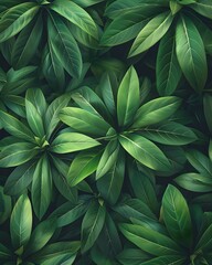 Wall Mural - green plant leaves top view. Floral background