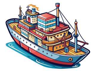 Highly detailed vector of a ship.