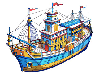 Highly detailed vector of a ship.