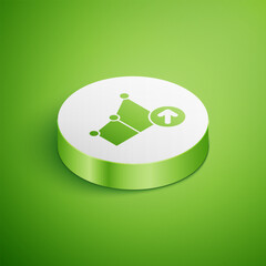 Wall Mural - Isometric Financial growth icon isolated on green background. Increasing revenue. White circle button. Vector