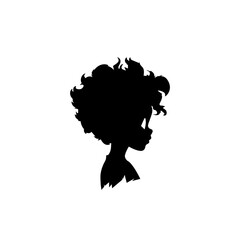 Wall Mural - Black and white logo silhouette of a young boy, white background