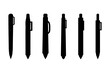 Simple pen silhouette icon set