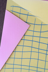 Canvas Print - folded pink and yellow construction paper with blue lines