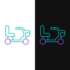 Sticker - Line Electric wheelchair for disabled people icon isolated on white and black background. Mobility scooter icon. Colorful outline concept. Vector