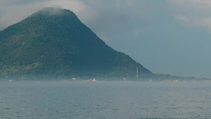 Sticker - Fog over the ocean in Brazil. Cold water and very warm air create dense fog over the water surface