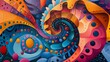 Psychedelic swirls, vibrant and twisting patterns