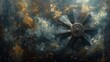 A solitary fan blade spins in silent solitude, its motion captured in exquisite detail against a backdrop of muted hues.