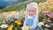 little girl in the floral garden