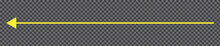 Yellow Long Arrow To The Left. Straight Long Arrow, Left Thin Line, Yellow Cursor, Horizontal Element, Thick Pointer Vector Icon Isolated. 11:11