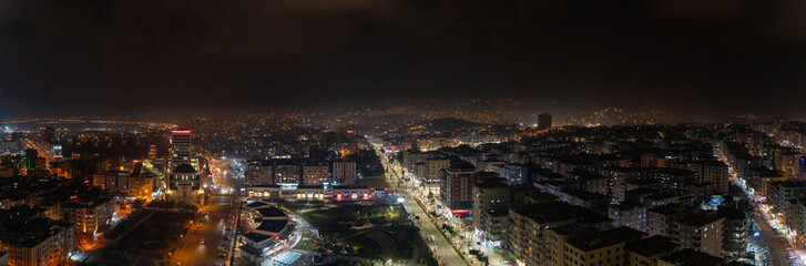 Wall Mural - Aerial panoramic view of Sanliurfa city center at night.