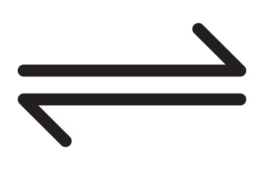 Horizontal dual two sided straight arrow. Dual arrow. Two Opposite Arrows. Black double arrow pointing both sides, right and left. 11:11