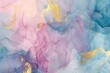 Abstract fluid art background, soft pastel watercolor paint with gold accents