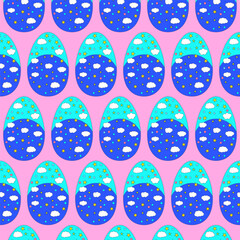 Wall Mural - Vector easter colorful seamless pattern with decorated eggs
