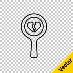 Poster - Black line Broken heart or divorce icon isolated on transparent background. Love symbol. Valentines day. Vector