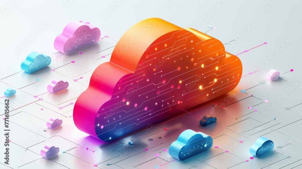 Sleek vector illustration highlighting the growth of cloud technology ...