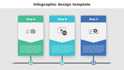 Poster - Set Movie, film, media projector, Hd movie, tape, frame and . Business infographic template. Vector