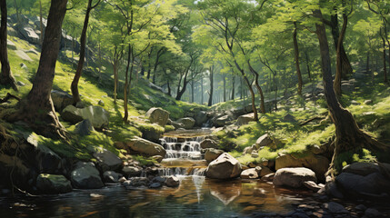 Wall Mural - forest in the morning.