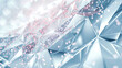 A panoramic abstract background with dots of blush pink connected by triangles of metallic blue, evoking an air of digital sophistication and elegance, reminiscent of a high-tech jewelry design.