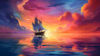 A peaceful boat gently adrift in a sea of rainbow shades