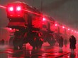 Red October in a cyberpunk world Armored trains and mechs distribute revolutionary manifestos sparking uprisings across digital networks