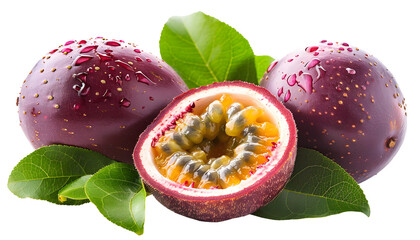 Fresh passion fruit on transparent background