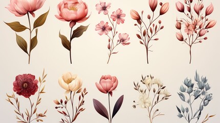 Wall Mural - A collection of flowers in various colors and sizes