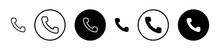 Phone Vector Icon Set. Ringing Phone Line Icon. Support Phone Sign Suitable For Apps And Websites UI Designs.