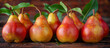 Ripe sweet juicy pears indoor close up. Fruit harvest. Healthy food.