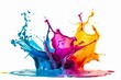 Colorful paint splash isolated on white background, vibrant design element, creative concept