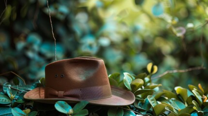 Brown Hat Hanging From Tree Branch