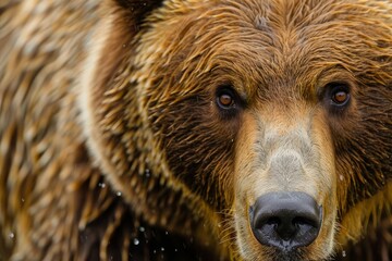 Wall Mural - Close-up portrait of majestic brown bear (Ursus arctos), powerful wildlife photography