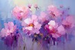 A painting of pink flowers oil painting