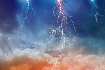 Wall Mural - lightning, thunder cloud dark cloudy sky