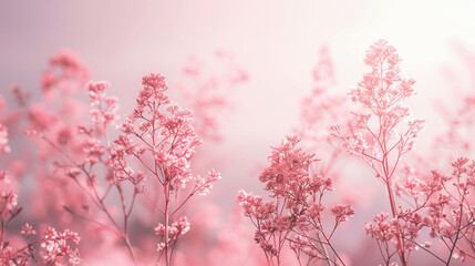 Wall Mural - pink flowers in the pink background