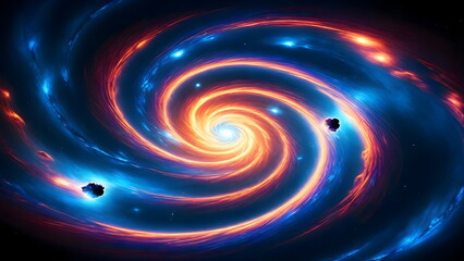 Wall Mural - Cosmic illustration of vibrant Spiral galaxy, asteroid, planet background