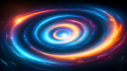 Wall Mural - Cosmic illustration of vibrant Spiral galaxy, asteroid, planet background
