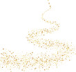 Golden stars confetti decoration. Wavy path. Design element. Special effect on transparent background.