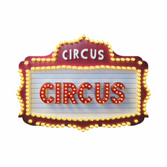 Frame vintage marquee circus sign board cut out isolated on transparent background