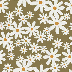 Wall Mural - Seamless Vector Pattern with Daisies Flowers