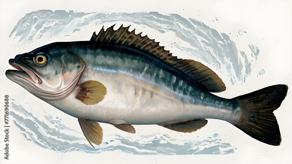 Ilustración de Stock Atlantic cod fresh Gadus morhua fish of Greenland ...