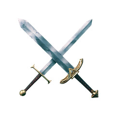 Wall Mural - Knight steel sword isolated on transparent background