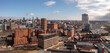 Aerial panorama of Leeds city centre in a cityscape skyline