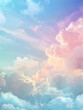 A serene skyscape with fluffy clouds colored by the sunlight, giving a peaceful morning vibe