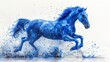  A majestic blue equine galloping through water, creating ripples on its back and legs