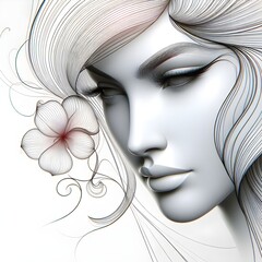 Wall Mural - Ai generates beautiful woman face line style black and white luxury makeup beauty aesthetics salon spa illustration