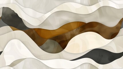 Wall Mural -  A white and brown abstract background with a wavy pattern on the bottom half of the image