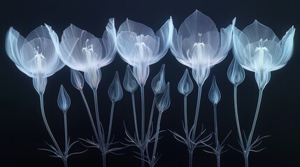 Poster -  A cluster of white blossoms resting on a dark canvas against an abyssal backdrop